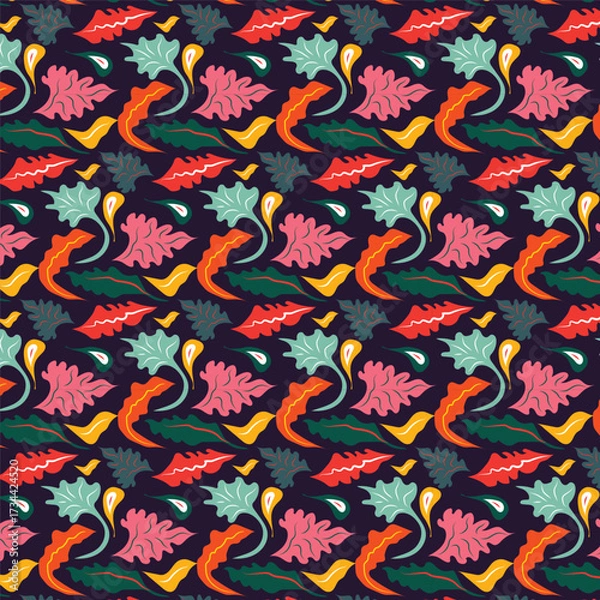 Fototapeta seamless pattern with flowers and leaves