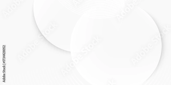 Fototapeta Abstract White Circle Background with Soft Gradient and Overlapping Shapes. Modern clean backdrop suitable for presentations, websites, business templates, and graphic design.