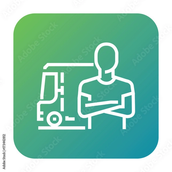 Fototapeta Man and van icon, cargo service symbol. Modern, simple flat vector illustration for web site or mobile app