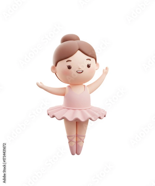 Obraz Charming 3D illustration of a young ballerina in a pink tutu and ballet shoes