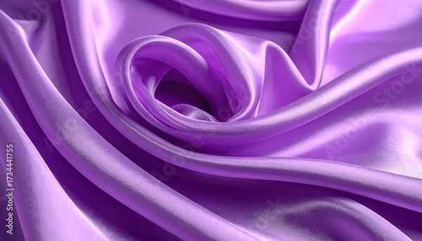 Fototapeta Close Up Purple Fabric Draping and Swirling in Smooth Waves with Subtle Lighting Creating Depth and Texture