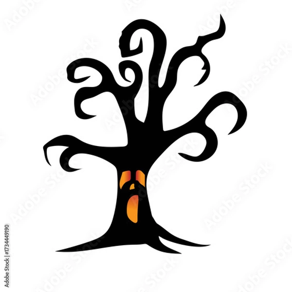 Obraz Spooky Halloween Horror Tree Vector Illustration