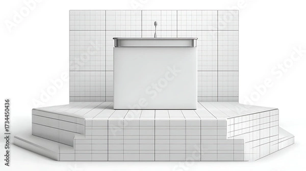 Obraz Tiled Hexagonal Stage with Podium and Microphone effect 16e8d27c