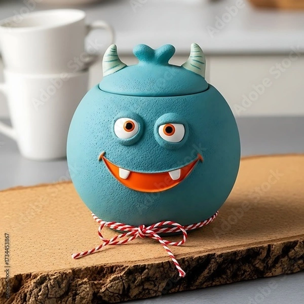 Fototapeta Whimsical Monster Jar: Add Fun and Playfulness to Your Kitchen Decor and Storage Solutions, Perfect for Kids' Products and Playful Branding