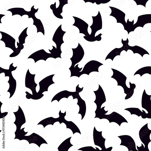 Fototapeta halloween flying bats seamless pattern; perfect for Halloween wrapping paper, party decorations, textiles, and digital projects- vector illustration