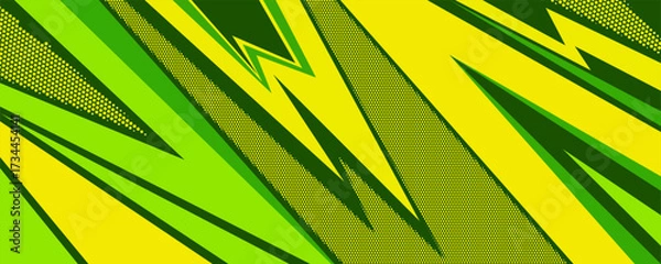 Fototapeta sport background green and yellow color with sharp geometric shapes with halftone texture