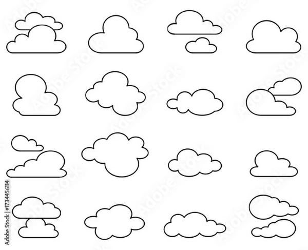 Fototapeta set of cloud icons