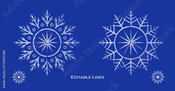 Fototapeta Grunge circle shape snowflake vector illustration. Abstract snow flake to use for christmas card, xmas, winter holiday, new year projects. 