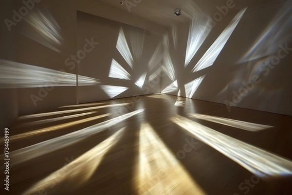 Fototapeta Abstract arrangement featuring pointed beams of light forming patterns