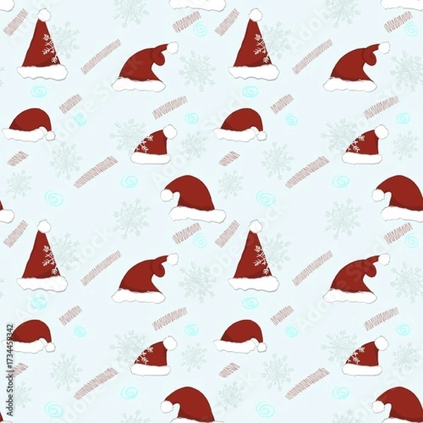 Obraz Seamless red hat Christmas pattern