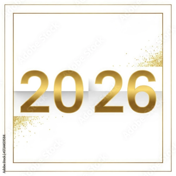 Fototapeta A Festive Calendar with Sparkling Gold Glitter for the New Year 2026.