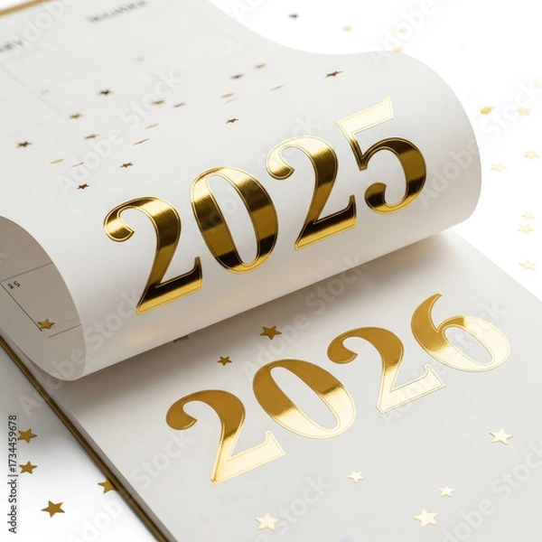 Fototapeta A 3D Render of a New Year's Calendar Changing to 2026.