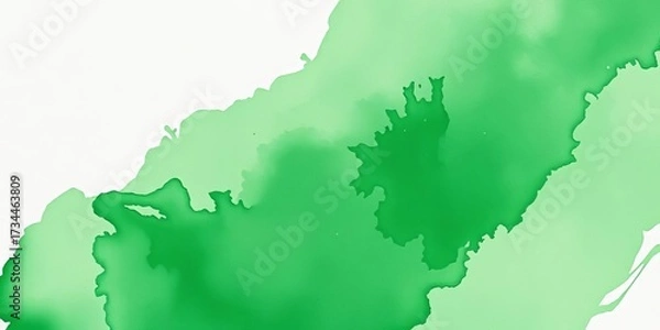 Fototapeta Abstract green watercolor wash with textured paper showing through,  art,  foliage