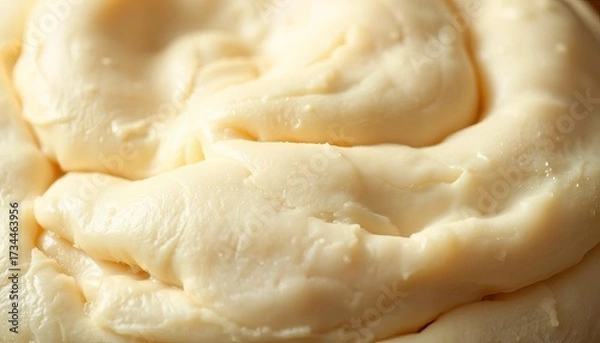 Fototapeta Close-up of smooth, unbaked dough, pale and slightly sticky,  simple,  bowl