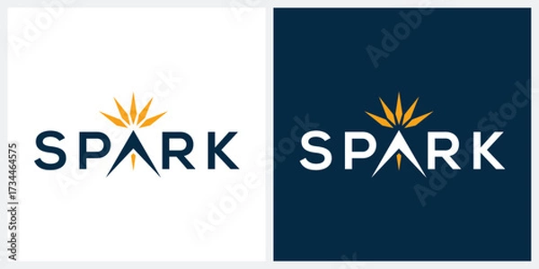 Fototapeta Spark typography logo graphic vector, wordmark design text template	