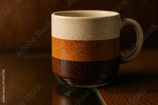 Fototapeta Ceramic Mug Mockup on Glass and Leather Surfaces – Split-Focus Angle