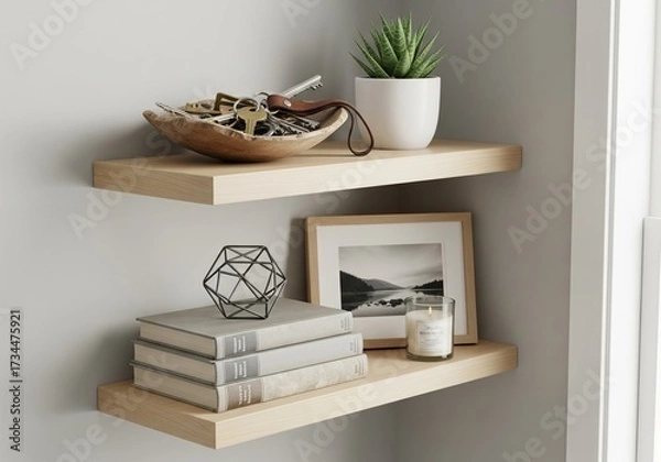 Fototapeta Corner Shelf with Keys and Decor 