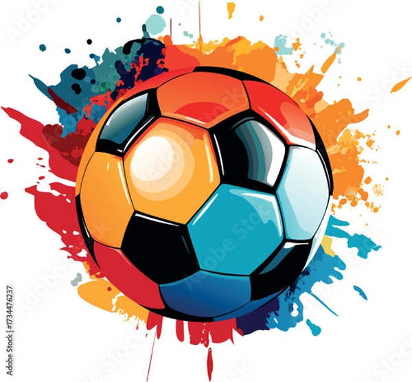 Obraz A black leather soccer ball engulfed in flames is an intense symbol of the sport and competition
