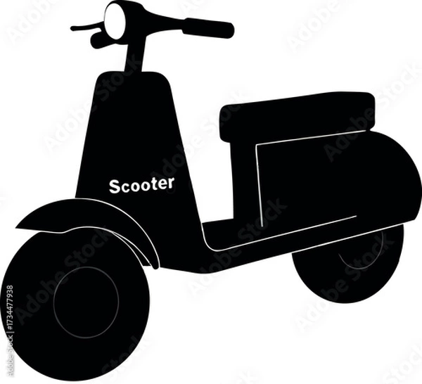Obraz Retro vintage scooter vector illustration, a classic two-wheeled vehicle icon of transportation and design