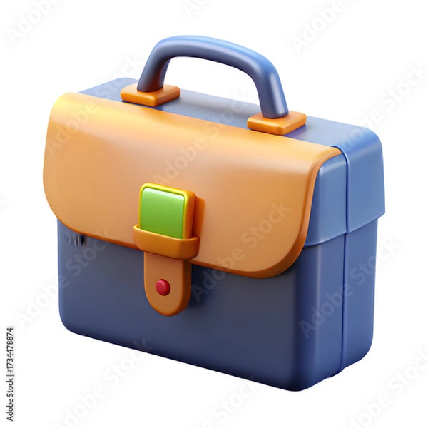 Fototapeta Brightly colored plastic lunch box with handle and latch