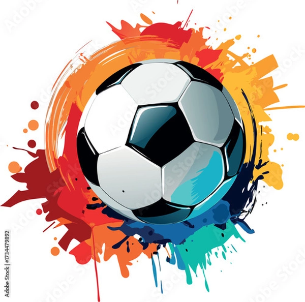Obraz Vector illustration of a flaming soccer ball in a black background, symbolizing the heat of the game and the fiery spirit of competition