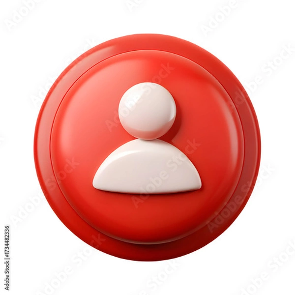 Fototapeta Red circular icon with white silhouette of a person