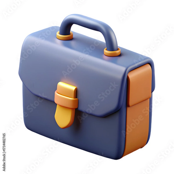 Fototapeta Stylized 3d illustration of a blue and orange briefcase on a black background