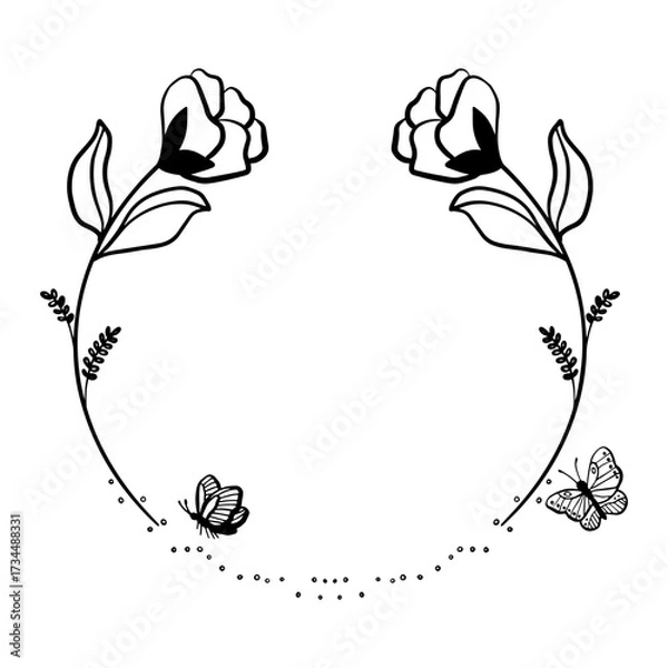 Obraz Boho Aesthetic Floral Line Art Elements