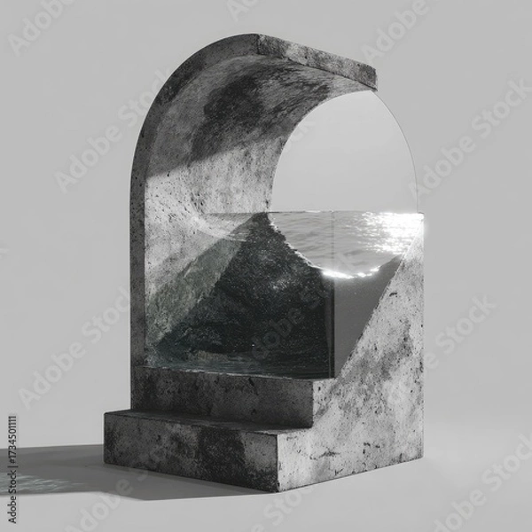 Obraz Abstract stone archway, water, and reflection