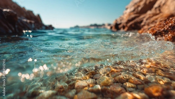 Obraz Clear water washes over rocks