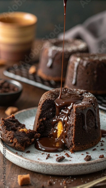 Fototapeta chocolate cake with nuts and raisins