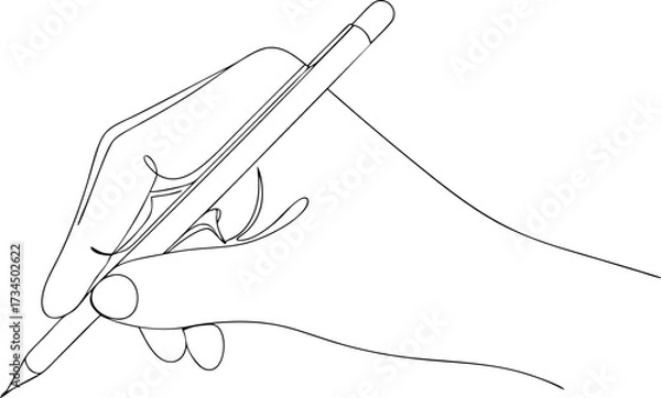 Obraz Vector sketch illustration of a hand holding a pencil drawing a line on paper