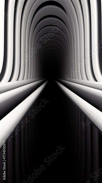 Fototapeta A captivating monochrome tunnel with a vanishing point, creating a sense of depth and mystery