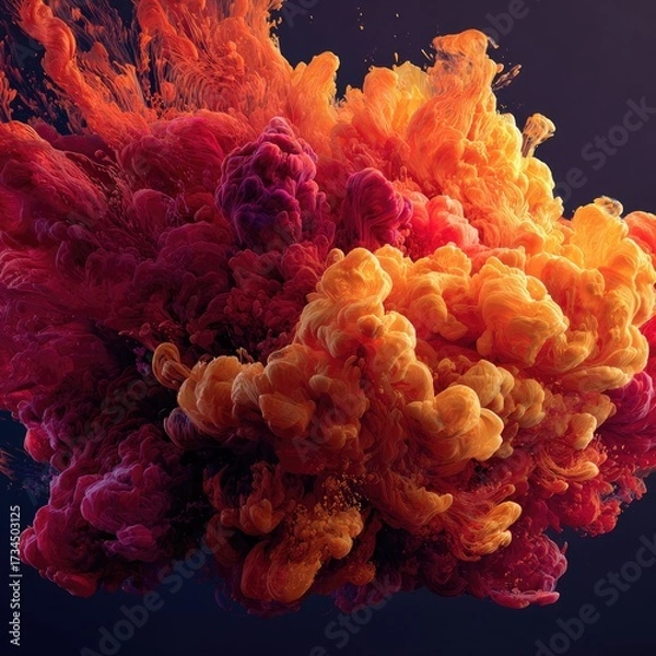 Obraz Colorful abstract explosion of pigment in dark space