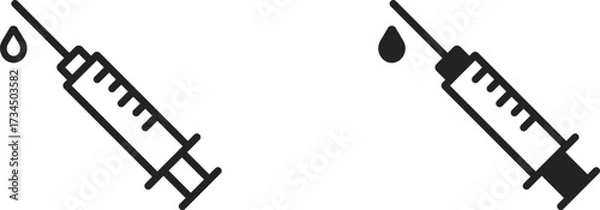 Fototapeta Medical healthcare vaccination injection syringe black icon vector design