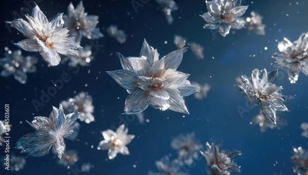 Obraz Delicate, light-silver flowers float in mid-air