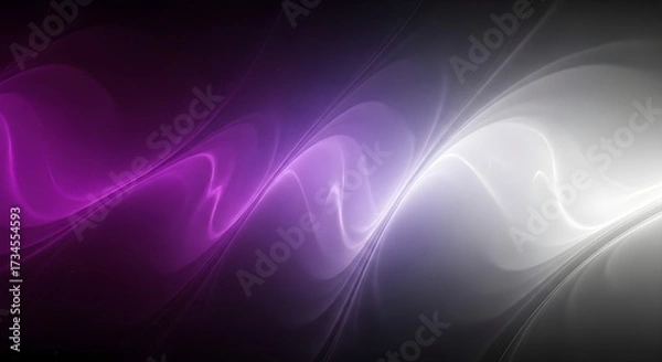 Fototapeta Purple white abstract lines flow , creates a dynamic effect for video backdrop, cinematic trailer or modern branding.