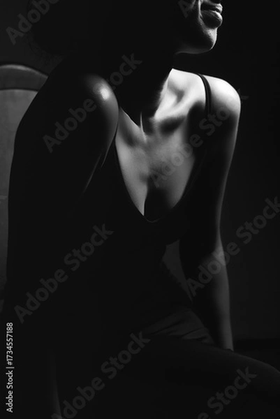 Fototapeta Black and white photo of beautiful female body. Perfect female body.