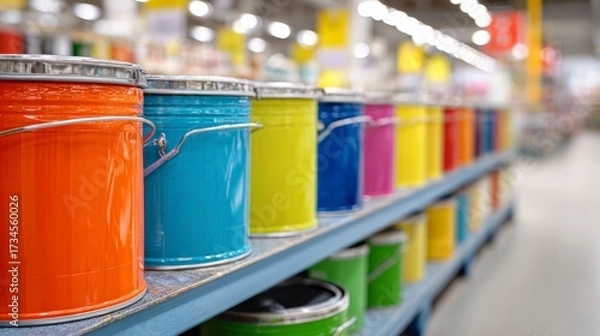 Obraz Colorful paint cans display