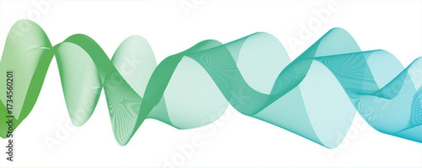 Fototapeta Abstract modern background with flowing wave lines in gradient shades of green and aqua. smooth, curved,technology, data science, business wave line background. Curved wavy line smooth.