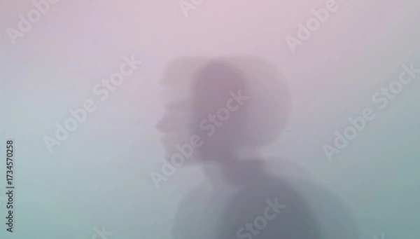 Fototapeta Soft pastel gradient background with blurred human silhouette  