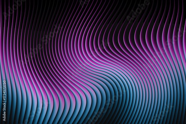 Fototapeta Abstract background undulating vertical lines in vibrant pink blue, a futuristic energetic a sense of depth
