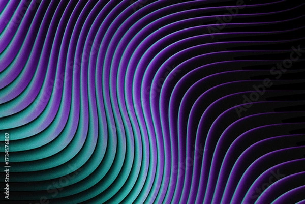 Fototapeta Abstract wavy purple teal textured background a dark gradient, digital art