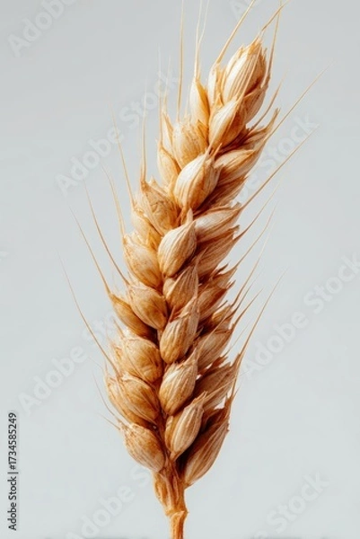 Fototapeta Minimalist Wheat Stalk on White Background with Perfect Lighting