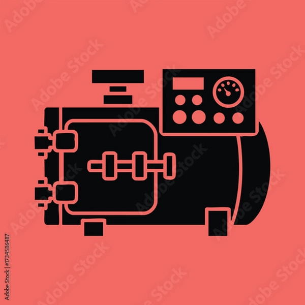 Fototapeta Simplified schematic of a laboratory centrifuge with control panel and sample chamber for scientific experiments