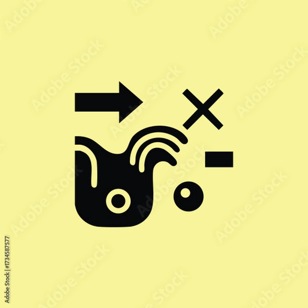 Fototapeta Abstract black with arrow, circle, and geometric shapes on a light yellow