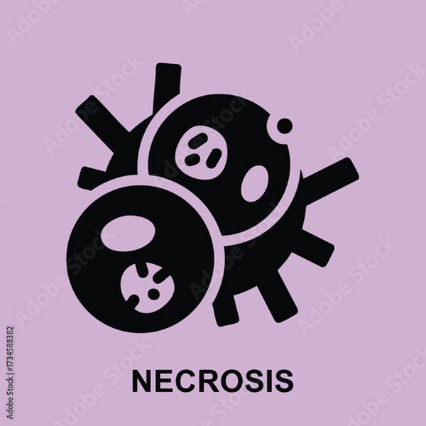 Fototapeta Close-up of stylized representation of necrosis with damaged cells and tissue decay on a light purple