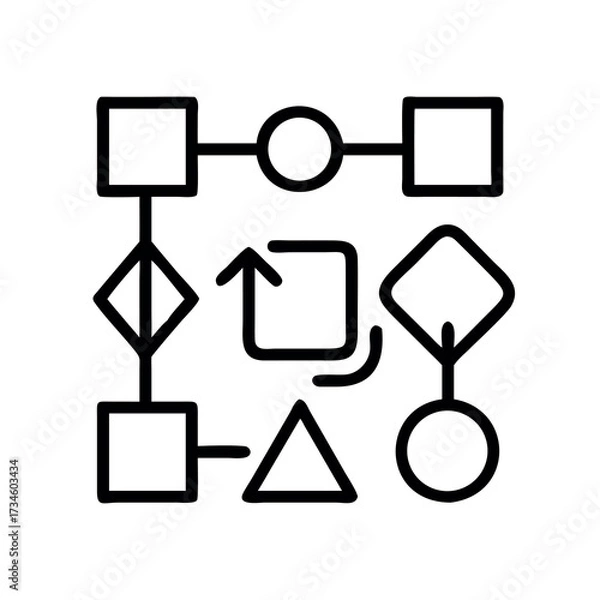 Fototapeta Abstract diagram illustrating a complex process flow with various shapes and connections