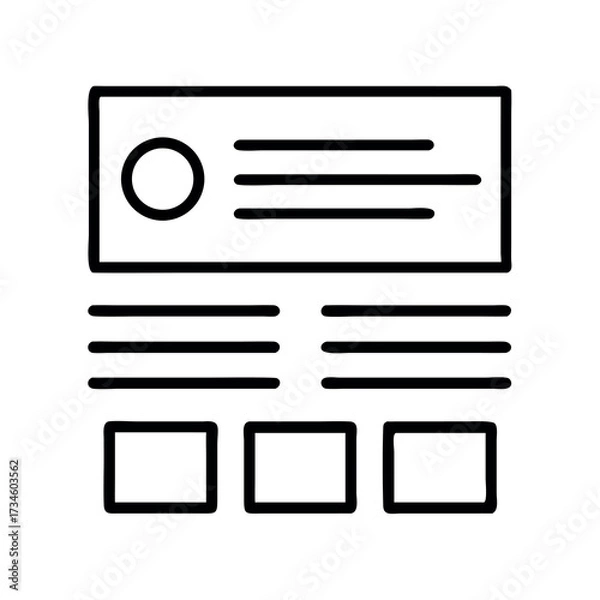 Fototapeta Simple line art icon representing website layout and content structure