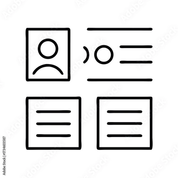Fototapeta Simple line art icon representing a resume or curriculum vitae profile